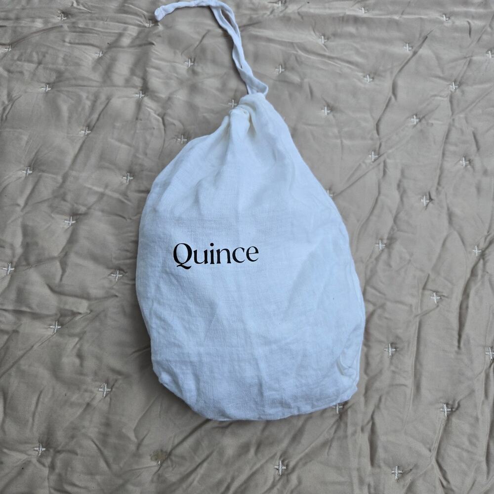 Quince European Linen Stripe Euro Sham White Pillow Cover $30 MSRP